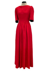 Numbered Spring 1984 Lanvin by Jules-Francois Crahay Runway Red Lined Dress w Open Bow Back