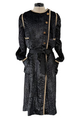 Important Fall 1983 Chanel by Karl Lagerfeld Haute Couture Runway Look 73 Metallic Panne Velvet Dress