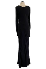 Fabulous Fall 2005 John Galliano Feather Light Bias Cut Black Silk Chiffon Dress w Seaming Detailing