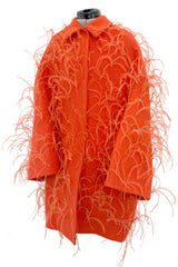 Fall 2019 Valentino by Pierpaolo Piccioli Orange Wool & Feather Coat