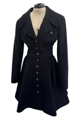 Amazing Fall 1994 Chanel by Karl Lagerfeld Runway Look 20 Deep Blue Black Cashmere Flare Jacket