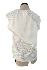 Prettiest Spring 1982 Christian Dior by Marc Bohan Haute Couture Sleeveless Ivory Silk & Lace Top