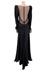 Fall 2019 Alessandra Rich Black Version of Runway Look 46 Bias Cut Silk & Sequin Lace Dress