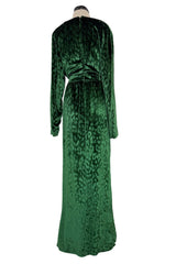 Beautiful Fall 2012 Gucci by Frida Giannini Runway Look 35 Deep Green Velvet Dress w Leopard Pattern
