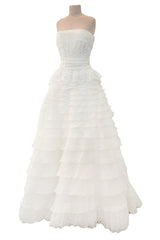 Dreamiest Spring 2008 Valentino Ivory Silk Organza Strapless Wedding Dress w Beaded Lace & Ruffle Skirt