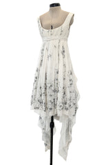 Important Fall 2003 Alexander McQueen 'Scanners" Runway Look 55 White Silk Corset Dress w Silver Sequins & Embroidery
