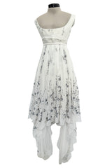 Fall 2003 Alexander McQueen 'Scanners" Runway Look 55 Silk Dress w Silver Sequins & Hand Embroidery