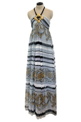 Resort 2009 Gucci by Frida Giannini Runway Look 18 Silk Caftan Dress w Elaborate Shell Halter