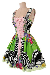 Dreamiest Spring 1992 Gianni Versace Versus Documented Pink Bow Detailed & Floral Print Dress