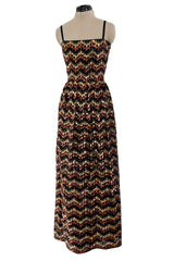 Extraordinary 1970s Lanvin by Jules-Francois Crahay Numbered Metallic Sequin Silk Dress