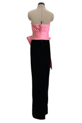 Gorgeous & Chic Fall 1984 Givenchy by Hubery de Givenchy Haute Couture Strapless Pink Silk & Black Velvet Dress