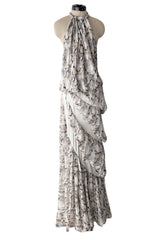 Dreamy Fall 2008 Ungaro by Esteban Cortazar Runway Look 18 Printed Chiffon Backless Halter Dress