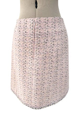 Spring 2014 Chanel by Karl Lagerfeld Runway Look 7 Pink Tweed & Silver Detailed Skirt