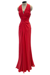 Phenomenal Cruise 2011 Christian Dior by John Galliano Red Silk Chiffon Dress w Pleated Detailing