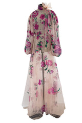 Dreamy Pre-Fall 2020 Valentino by Pierpaolo Piccioli Look 45 Pink Sequin Floral Net Dress