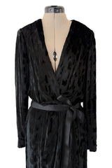 Fall 1985 Hubery de Givenchy Haute Couture Runway Plunge Black Silk Velvet Leopard Dress