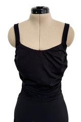 Amazing 1990s Gianni Versace Black Stretch Jersey Dress w Completely Open Lace up Back & Side Slit