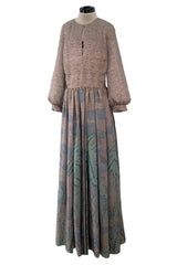 Chic Cruise 2020 Christian Dior by Maria Grazia Chiuri Runway Look 107 Metallic Print Dress w Full Sleeves