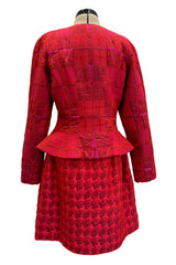 Fabulous 2000s Christian Lacroix Quilted Jacket & Skirt Suit Set with Gold Metal Closures