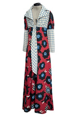 Rare 1969 Ossie Clark Documented Wide Leg Pant & Tie Front Overcoat Set w Celia Birtwell Print