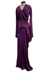 Rare Fall 2007 Christian Dior by John Galliano Runway Look 43 Purple Hammered Silk Top Skirt Dress Set