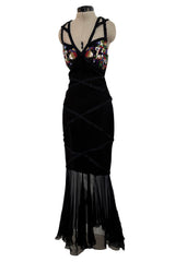 Fantastic Spring 1993 Karl Lagerfeld Runway Black Dress w Extensive Beading