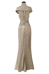 Elegant Resort 2010 Oscar de la Renta Gold Runway Look 48 Metallic Gold & Silver Lame Halter Dress