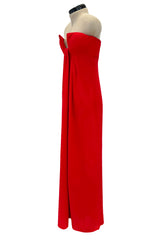 Spring 2000 Valentino Strapless Red Silk Crepe Dress Re-issue of the 1965 Couture Original