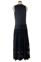 Incredible 1990s Chanel by Karl Lagerfeld Silk & Silk Chiffon Jumpsuit w Camellia Applique Overskirt