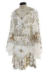 Beautiful Spring 2020 Valentino by Pierpaolo Piccioli Densely White & Gold Sequin Dress