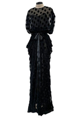 Chic Fall 1979 Givenchy by Hubert de Givenchy Runway Black Silk & Velvet with Inner Slip