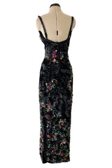 Exquisite 1950s Unlabeled Hand Made Couture Heavily Sequinned & Beaded Strapless Burlesque or Showgirl Dress