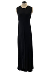 Chic Spring 2000 Chanel by Karl Lagerfeld Runway Sleeveless Black Jersey Tent Swing Dress