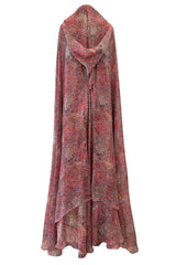 Rare c.1958 Madame Gres Haute Couture Silk Chiffon Dress & Hooded Cape Set
