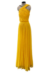 Spring 2009 John Galliano Deep Yellow Silk Chiffon Dress w Rhinestone Detailing