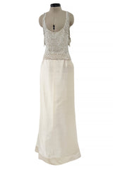Extraordinary Spring 2001 Original Valentino Runway Look 73 Sequin Top & Ivory Silk Skirt Set