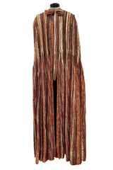 Incredible 1980s Carolina Herrera Angora & Mohair Knit Cape w Panels of Metallic Gold Thread