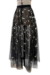 Beautiful Fall 2019 Christian Dior by Maria Grazia Chiuri Runway Look 36 Black Net Bead & Sequin Over Skirt
