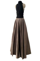 Fall 2012 John Anthony Couture Black Jersey Turtleneck Dress w Full Circle Taupe Skirt