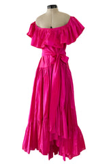 Dreamy Spring 1980 Yves Saint Laurent Runway Feather Light Iridescent Pink Silk Dress
