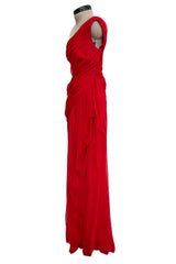 Prettiest Spring 2009 Valentino by Alessandra Facchinetti Look 31 Red Silk Chiffon One Shoulder Dress