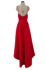 Resort 2019 Valentino by Pierpaulo Piccioli Red Plunge Dress w Pointed Hem