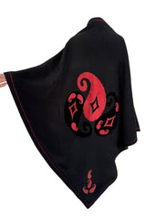 Rare Fall 1981 Christian Dior by Marc Bohan Haute Couture Wool Leather & Velvet Triangle Shawl