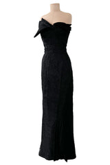 Incredible Spring 2007 John Galliano Strapless Black Lace Dress w Peak Bodice & Intricate Seaming