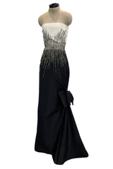 Exceptional Spring 1997 Nina Ricci by Gerard Pipart Haute Couture Runway Black & White Strapless w Beaded Details