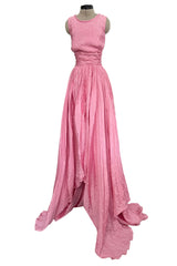Gorgeous Pre-Fall 2012 Oscar de la Renta Runway Look 53 Soft Pink Silk Dress w Trained Skirt