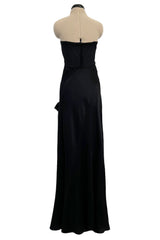 Incredible Spring 2003 Christian Dior by John Galliano Black Silk Open Cut Out Bow Dress w High Slit