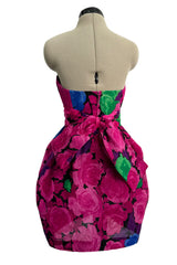 Exuberant Spring 1988 Christian Lacroix Luxe Demi-Couture Runway & Documented Strapless Floral Mini Dress