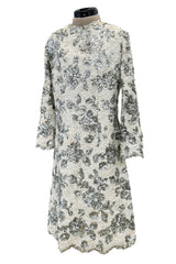 Exceptional 1960s Nina Ricci by Gérard Pipart Haute Couture Silver & White Densely Sequin Dress