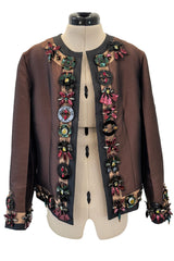Spring 2005 Prada Runway & Ad Canmpaign Brown Silk Jacket w Extensive Beading & Embellishments